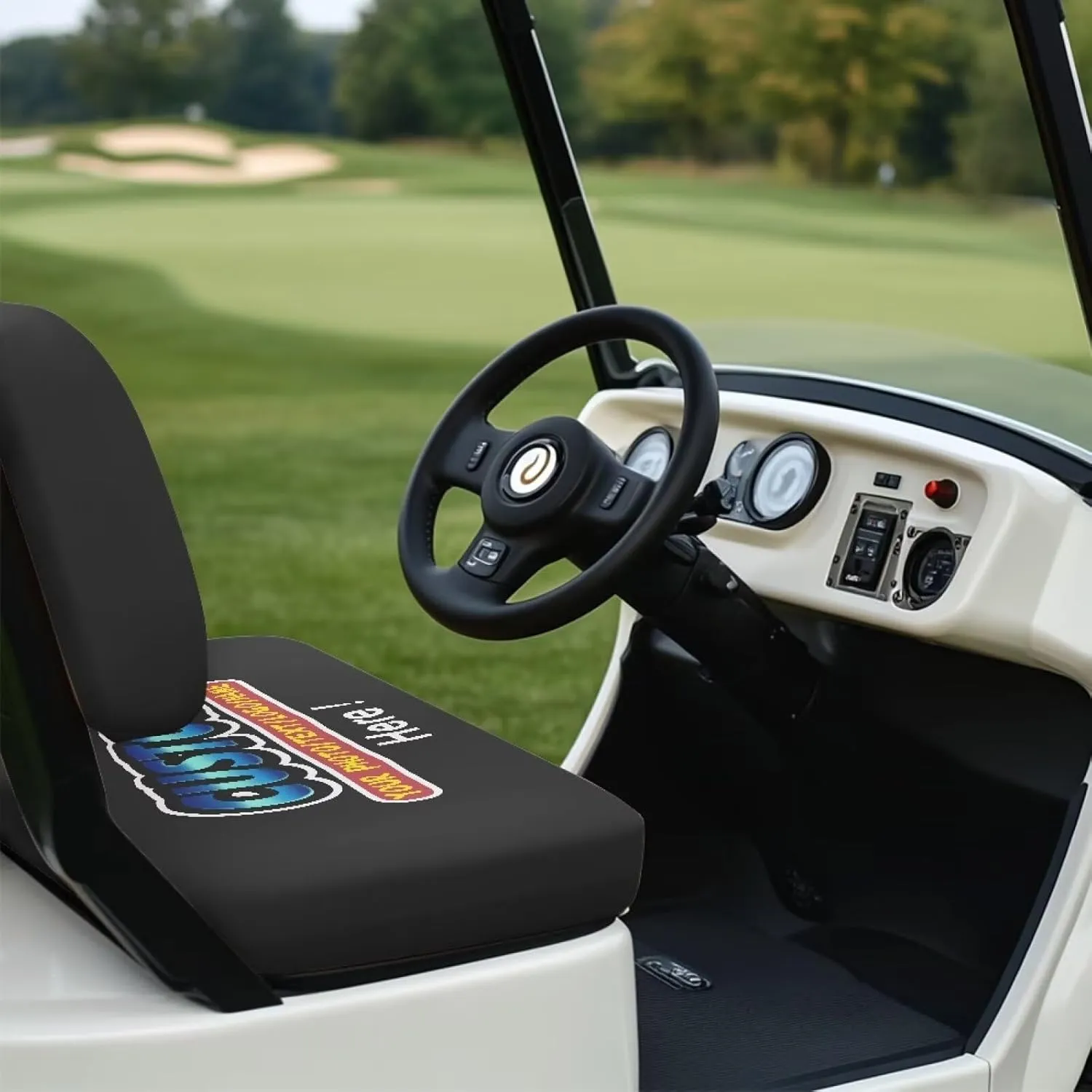 Bulopur Custom Golf Cart Seat Covers 2 Set Personalized Golfcart Seat Blanket Towel Breathable Soft Cozy Golf Cart Accessories for Club Car