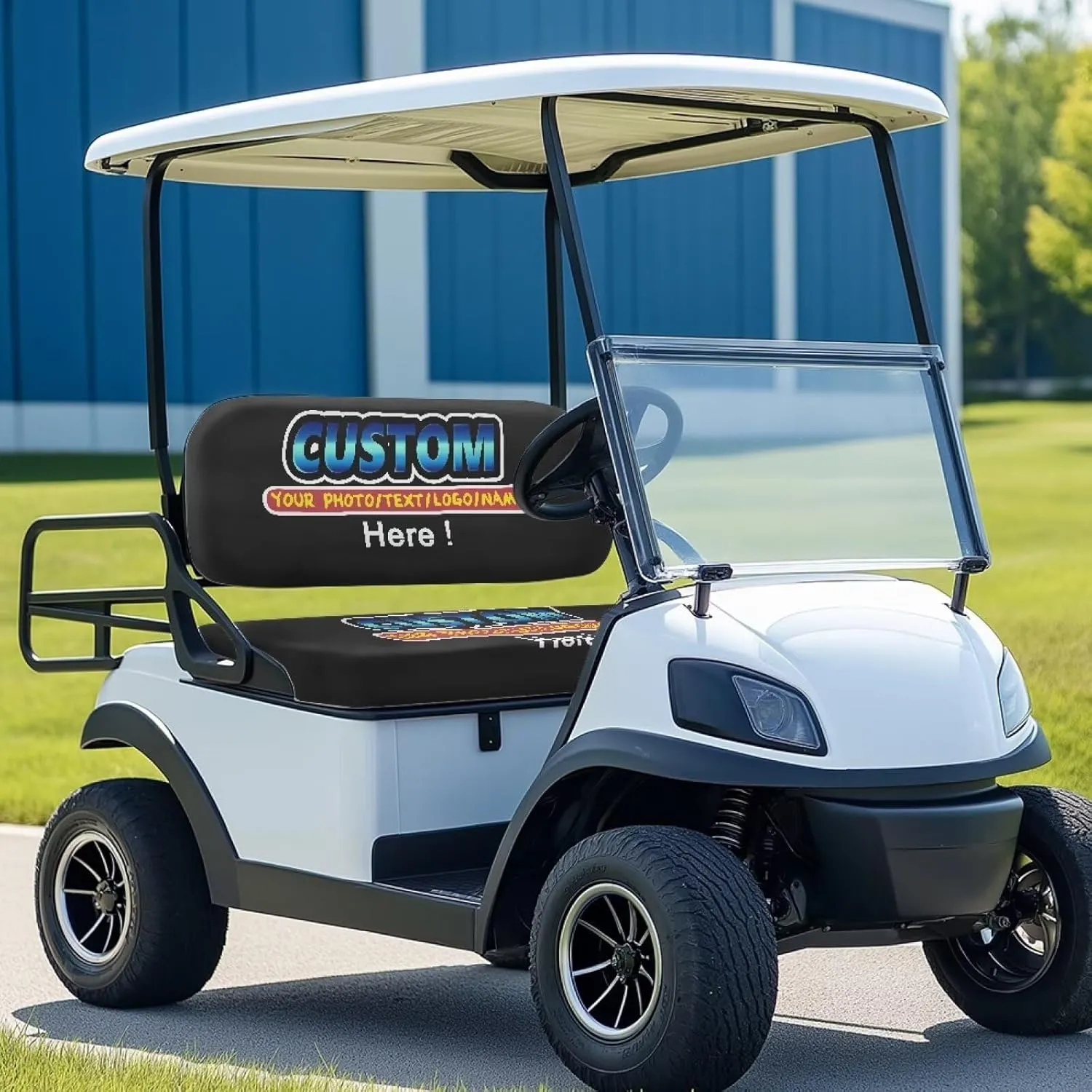 Bulopur Custom Golf Cart Seat Covers 2 Set Personalized Golfcart Seat Blanket Towel Breathable Soft Cozy Golf Cart Accessories for Club Car