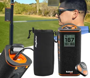 Bushnell Wingman View Golf Speaker Bundle - Easy-to-Read LCD Display, Bluetooth Music & Audible GPS Distances - Includes Wingman View & Protective Wingman Pouch