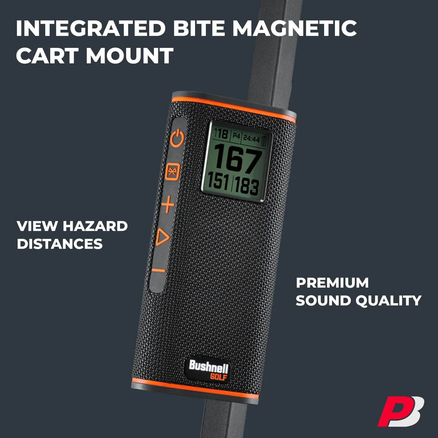 Bushnell Wingman View Golf Speaker Gift Box Bundle - LCD Display, Bluetooth Music & Audible GPS Distances - Perfect Golf Gift - Includes Wingman View, Protective Wingman Pouch, Gift Box, Red Bow