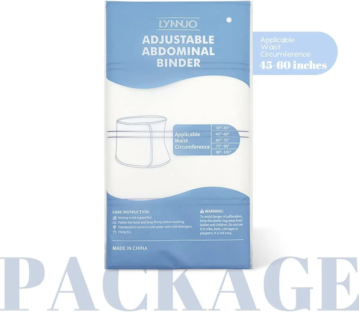 C Section Belly Binder, 12-Inch Wide Abdominal Binder Post Surgery Plus Size, Postpartum Belly Band(45" - 60") White