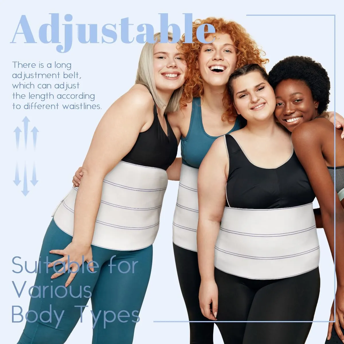 C Section Belly Binder, 12-Inch Wide Abdominal Binder Post Surgery Plus Size, Postpartum Belly Band(45" - 60") White