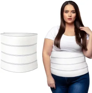 C Section Belly Binder, 12-Inch Wide Abdominal Binder Post Surgery Plus Size, Postpartum Belly Band(45" - 60") White