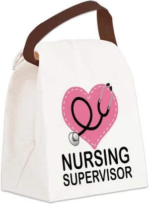 CafePress Nursing Supervisor Heart Canvas Lunch Bag with Strap Handle