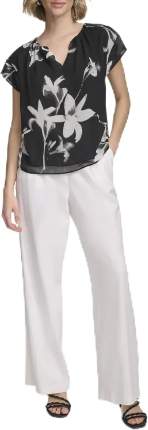 Calvin Klein Women's Short Sleeve Printed Top