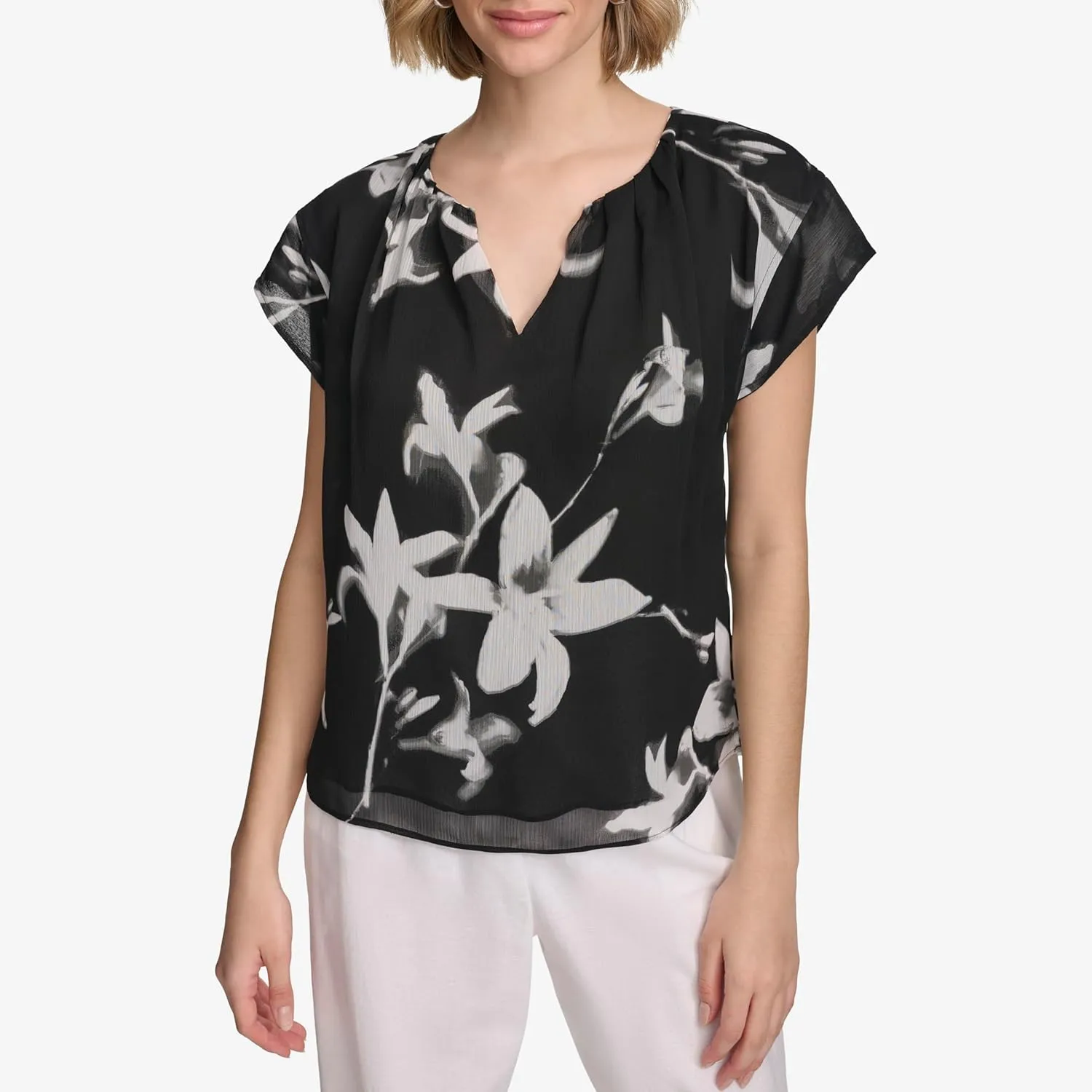 Calvin Klein Women's Short Sleeve Printed Top