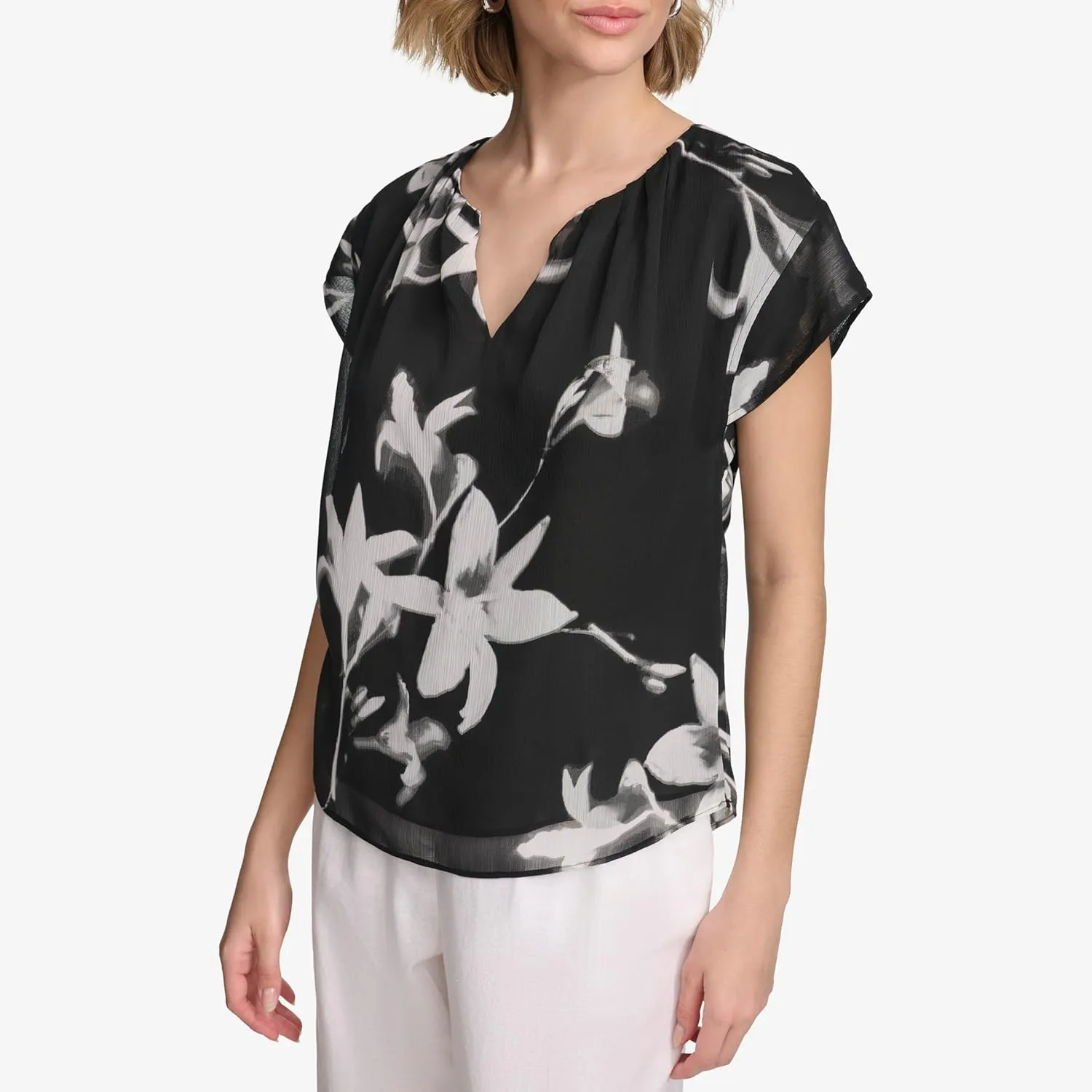 Calvin Klein Women's Short Sleeve Printed Top