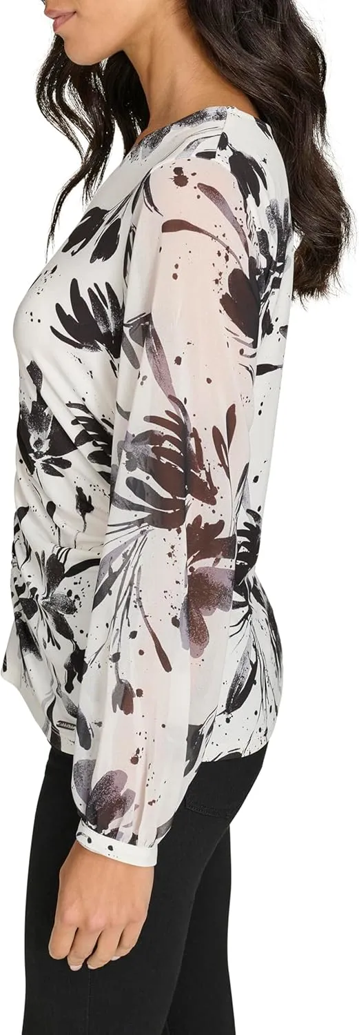 Calvin Klein Women's V-Neck Long Sleeve Top