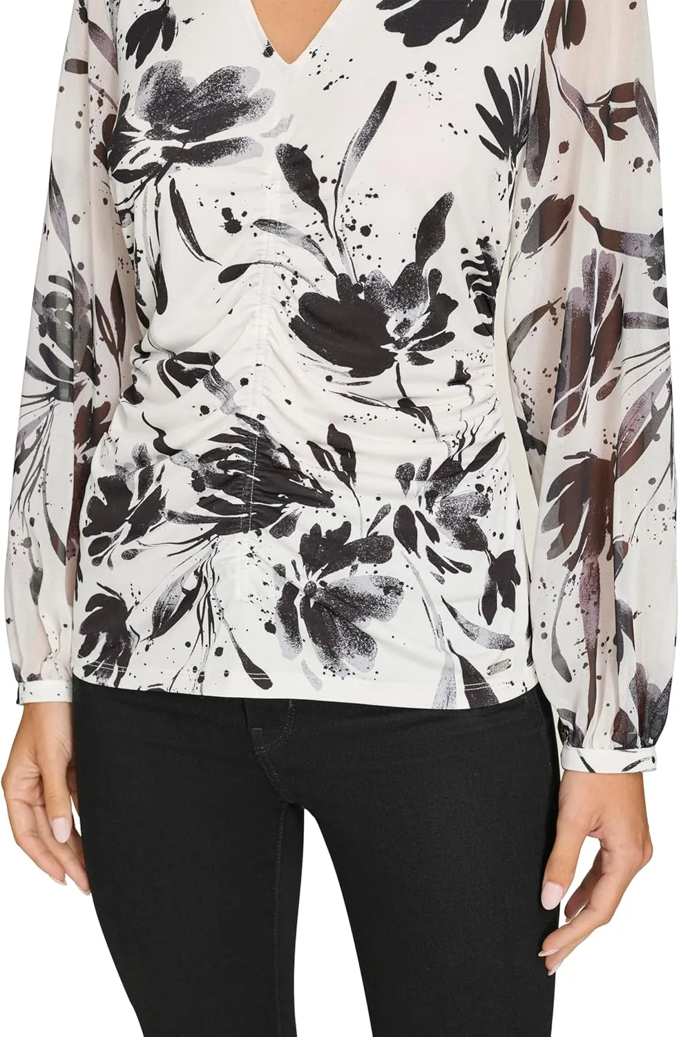 Calvin Klein Women's V-Neck Long Sleeve Top