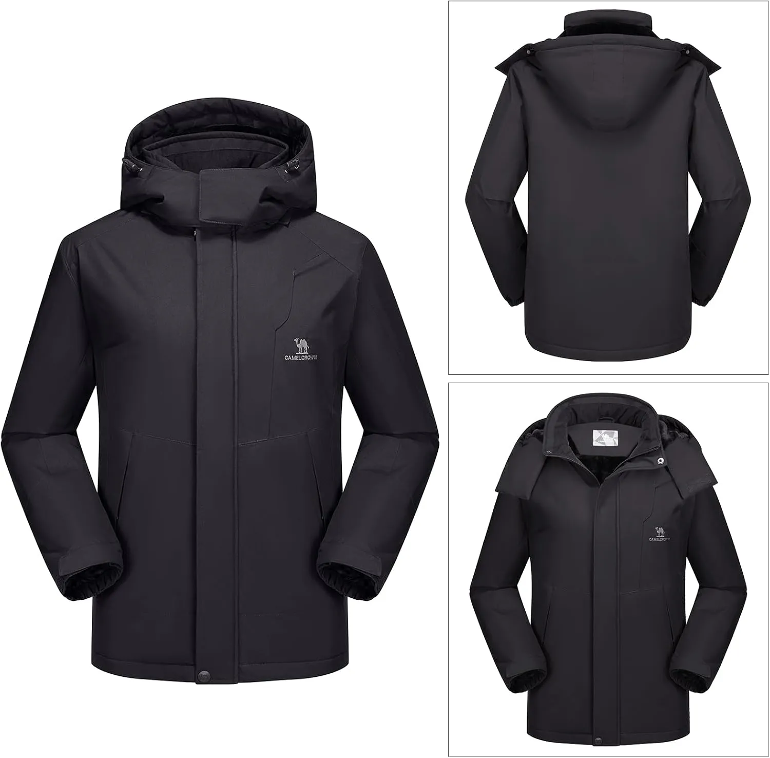 CAMEL CROWN Men's Winter Coat Waterproof Ski Jacket Fleece Lined Windproof Raincoat for Snow Outdoor Hiking Mountain