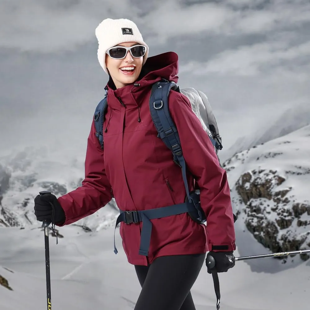 CAMEL CROWN Women's Ski Jacket Waterproof 3 in 1 Winter Coat with Fleece Inner Warm Windproof For Snow Outdoor Hiking