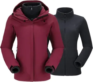 CAMEL CROWN Women's Ski Jacket Waterproof 3 in 1 Winter Coat with Fleece Inner Warm Windproof For Snow Outdoor Hiking