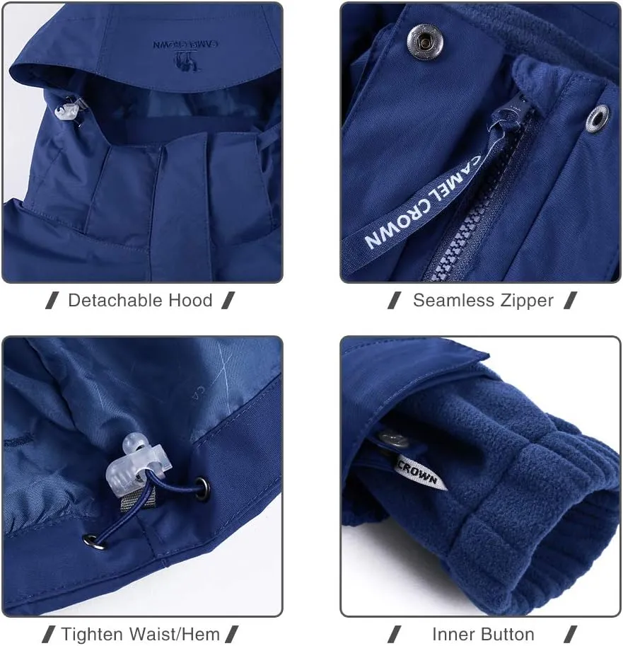 CAMEL CROWN Womens Waterproof Ski Jacket 3-in-1 Windbreaker Winter Coat Fleece Inner for Rain Snow Outdoor Hiking