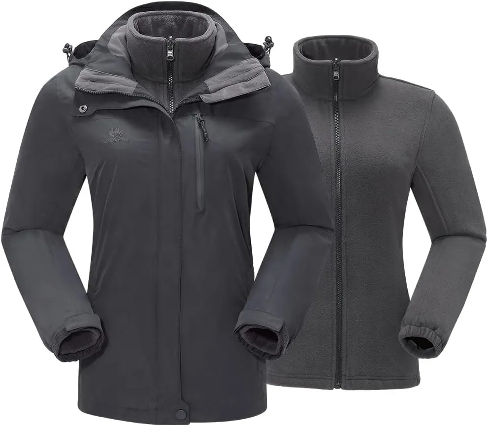 CAMEL CROWN Women's Waterproof Ski Jacket 3 in 1 Winter Coat Windbreaker Snowboard Jackets for Rain Snow Outdoor Hiking