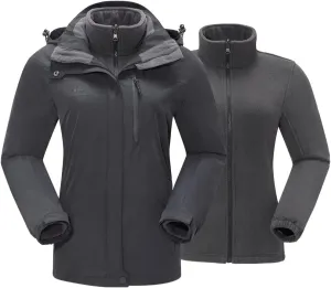 CAMEL CROWN Women's Waterproof Ski Jacket 3 in 1 Winter Coat Windbreaker Snowboard Jackets for Rain Snow Outdoor Hiking