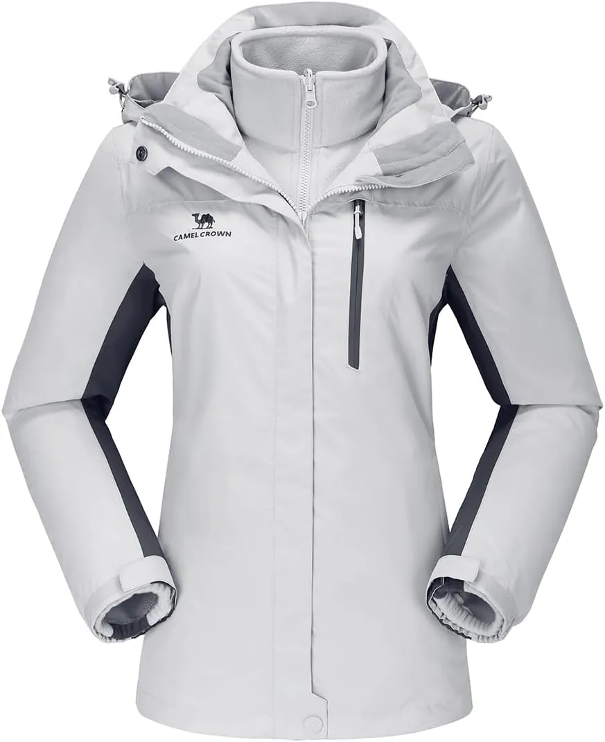 CAMEL CROWN Women's Waterproof Ski Jacket 3 in 1 Winter Coat Windbreaker Snowboard Jackets for Rain Snow Outdoor Hiking