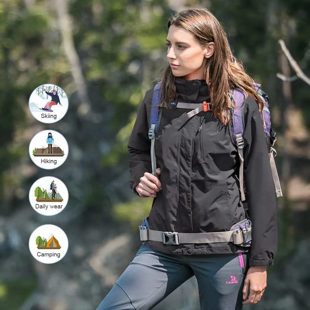 CAMEL CROWN Women's Waterproof Ski Jacket 3 in 1 Winter Coat Windbreaker Snowboard Jackets for Rain Snow Outdoor Hiking
