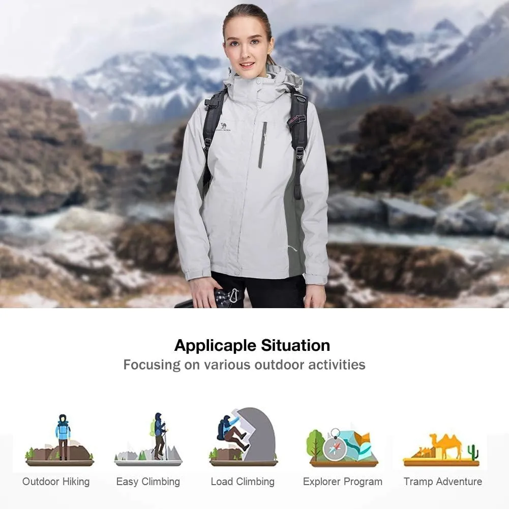 CAMEL CROWN Women's Waterproof Ski Jacket 3 in 1 Winter Coat Windbreaker Snowboard Jackets for Rain Snow Outdoor Hiking