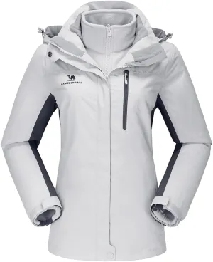 CAMEL CROWN Women's Waterproof Ski Jacket 3 in 1 Winter Coat Windbreaker Snowboard Jackets for Rain Snow Outdoor Hiking