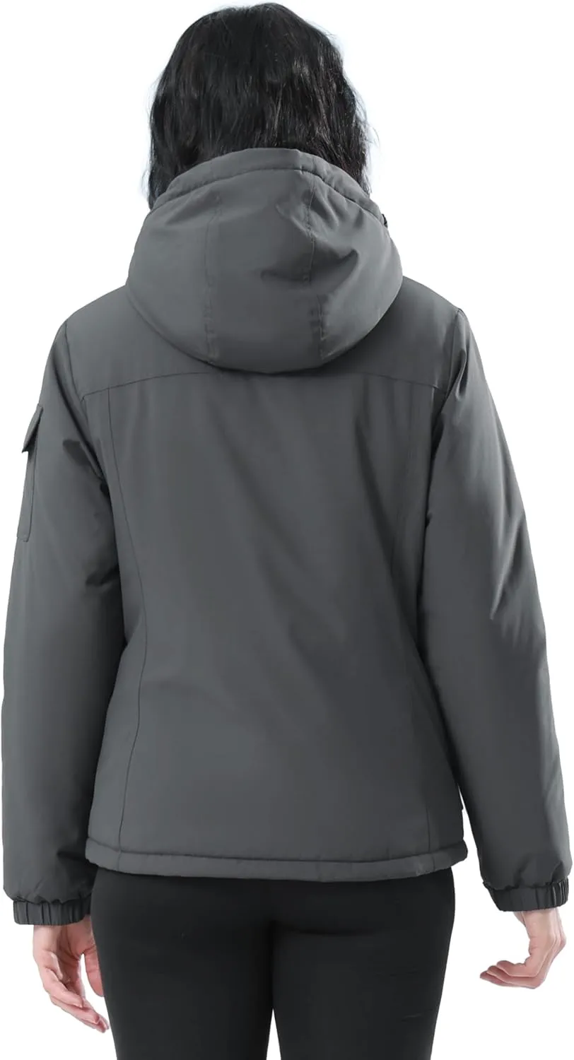CAMEL CROWN Women's Waterproof Ski Jacket Warm Winter Snow Coat Hiking Windbreaker Hooded Outdoor Snowboarding Jacket