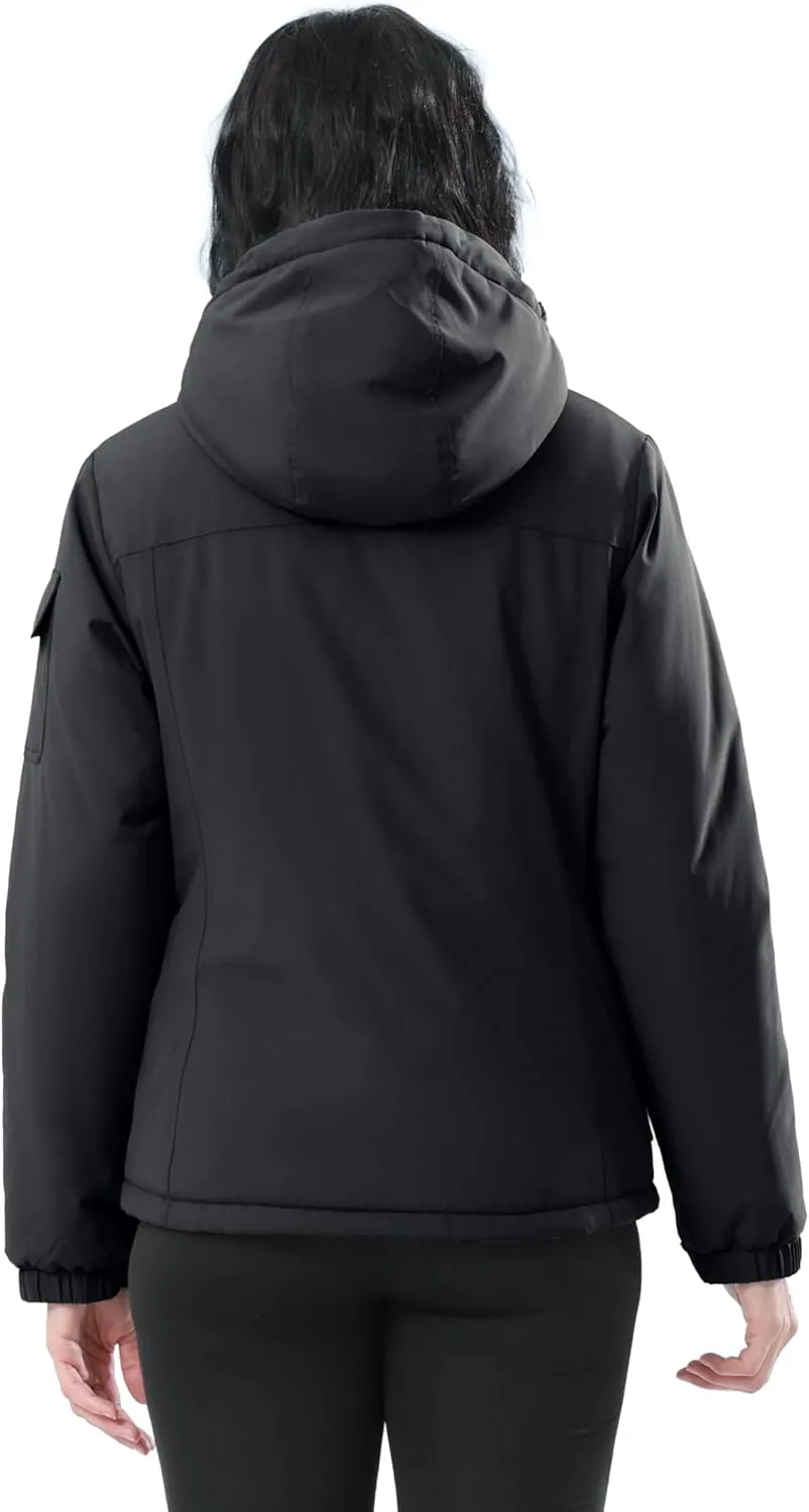 CAMEL CROWN Women's Waterproof Ski Jacket Warm Winter Snow Coat Hiking Windbreaker Hooded Outdoor Snowboarding Jacket