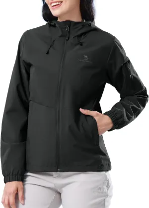 CAMELSPORTS Women's Rain Jacket Lightweight Windbreaker Hooded Raincoat Windproof Coat Shell for Outdoor Hiking