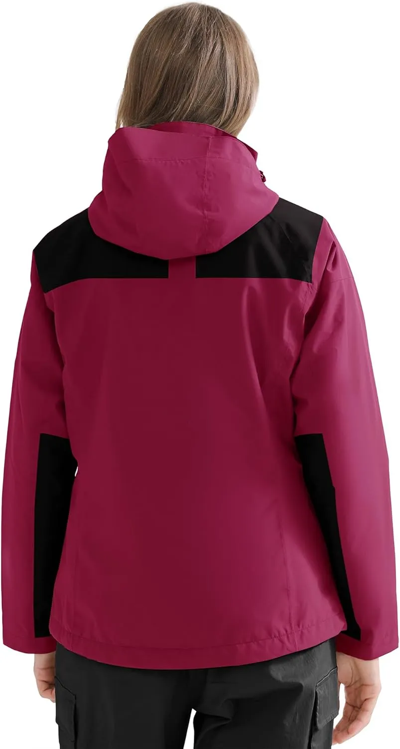 CAMELSPORTS Women's Rain Jacket Waterproof Hooded Windbreaker Windproof Lightweight Shell Raincoat for Outdoor Hiking
