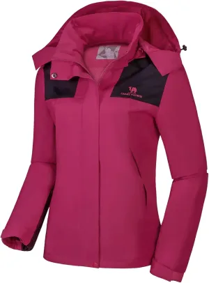 CAMELSPORTS Women's Rain Jacket Waterproof Hooded Windbreaker Windproof Lightweight Shell Raincoat for Outdoor Hiking