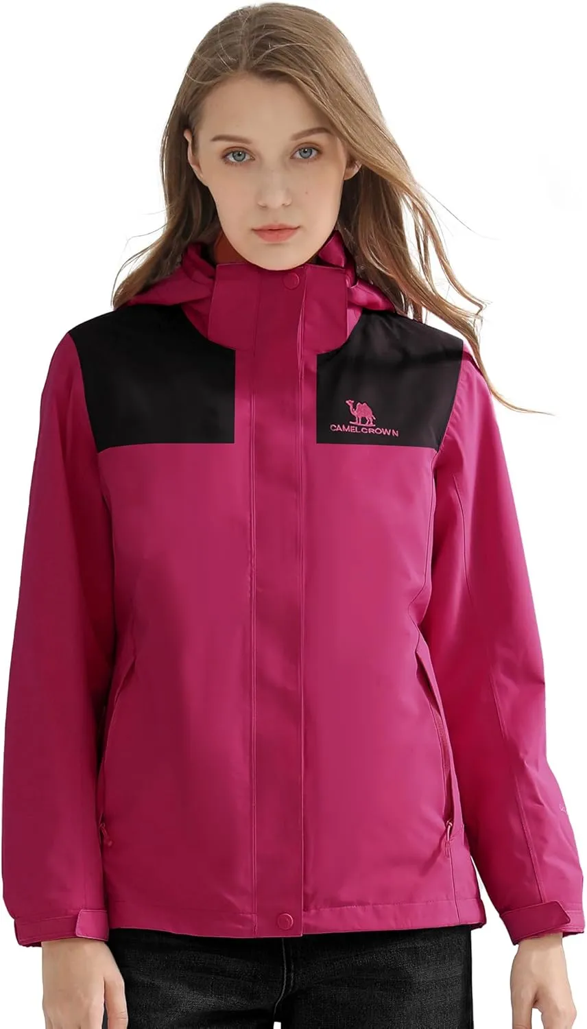 CAMELSPORTS Women's Rain Jacket Waterproof Hooded Windbreaker Windproof Lightweight Shell Raincoat for Outdoor Hiking