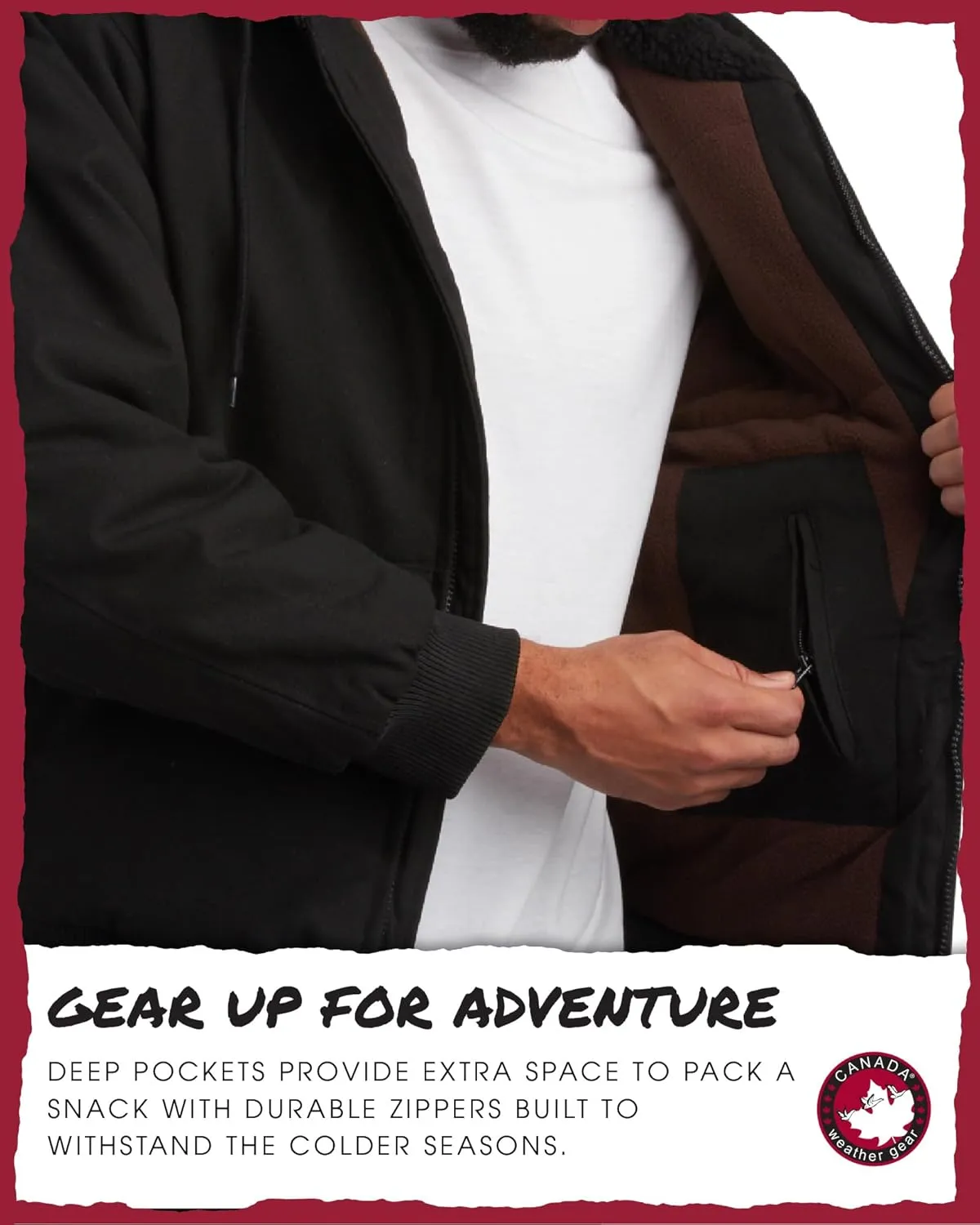 CANADA WEATHER GEAR Men's Bomber Workwear Jacket - Durable Duck Canvas Safety Outerwear with Sherpa Lining (Sizes: S-XXL)
