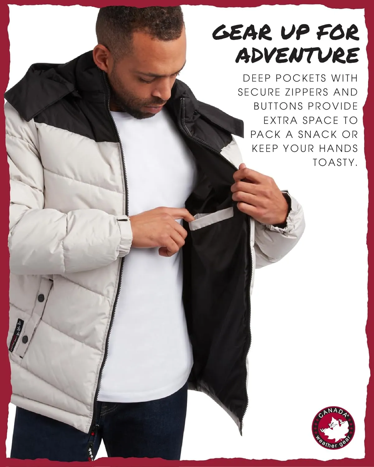 CANADA WEATHER GEAR Men's Winter Jacket – Heavyweight Puffer Jacket – Casual Coat for Men (M-XXL)