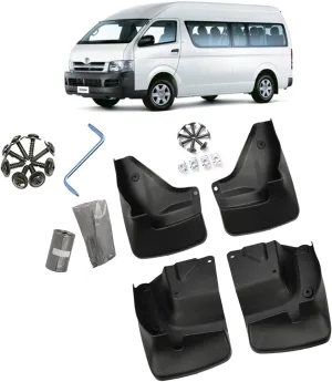 Car Mudguard Mud Flaps for Toyota Hiace 2012-2018 Molded Custom Front and Rear Mudflaps Splash Guards Fender Flares Kit 4-PC,Send 1 roll Car Garbage Bag,2012~2018