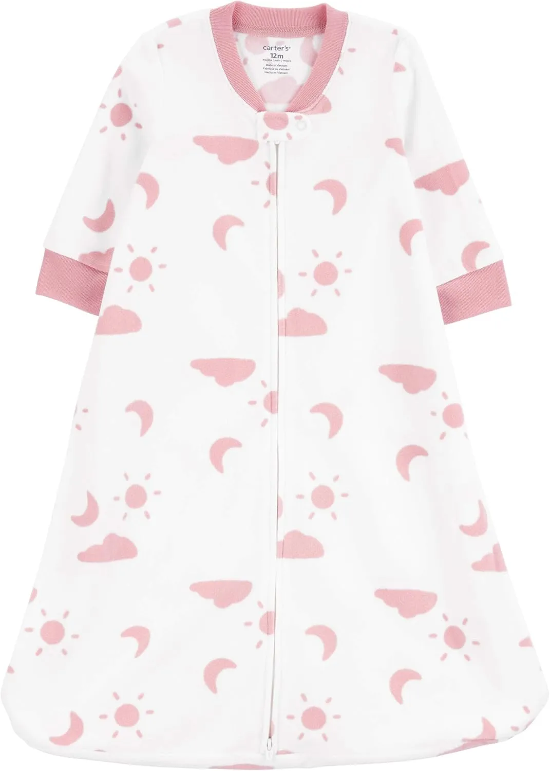Carter's Unisex Baby Sleep Bag, (White/Pink Clouds, 6-9 Months)