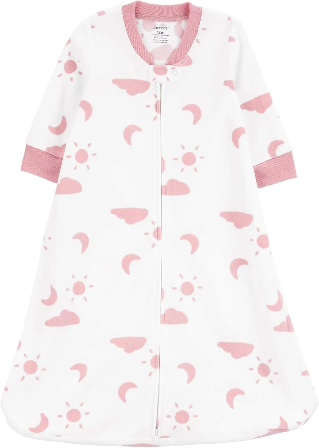 Carter's Unisex Baby Sleep Bag, (White/Pink Clouds, 6-9 Months)