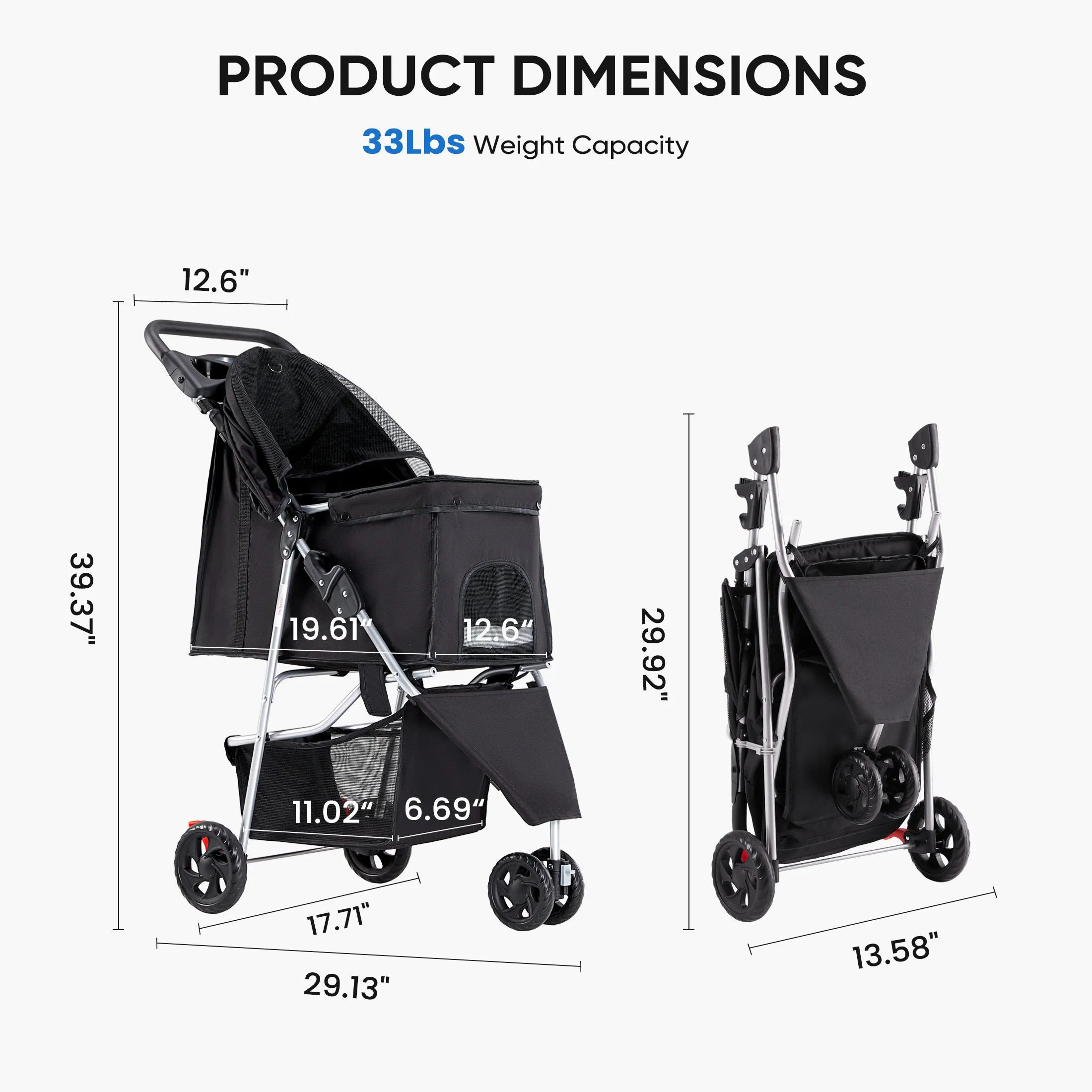 Cat and Dog Pet Cart – Convenient & Comfortable Pet Carrier