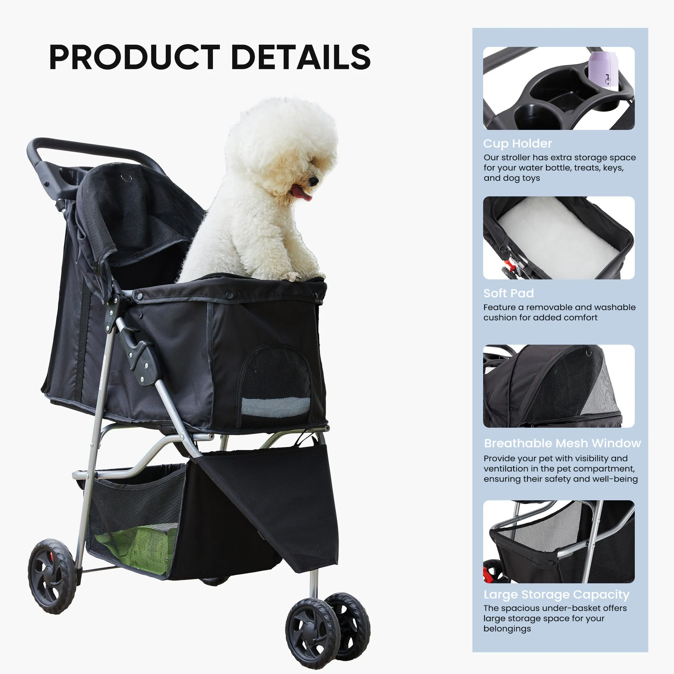 Cat and Dog Pet Cart – Convenient & Comfortable Pet Carrier