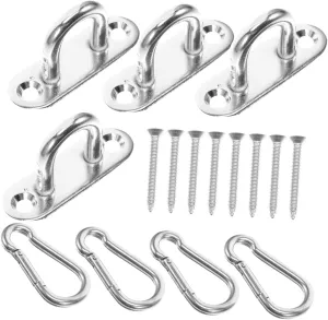 Ceiling Hooks for Marine Eye Bolt Hooks Sturdy U-shaped Design Swing Hanger Pad Eye Plate and Snap
