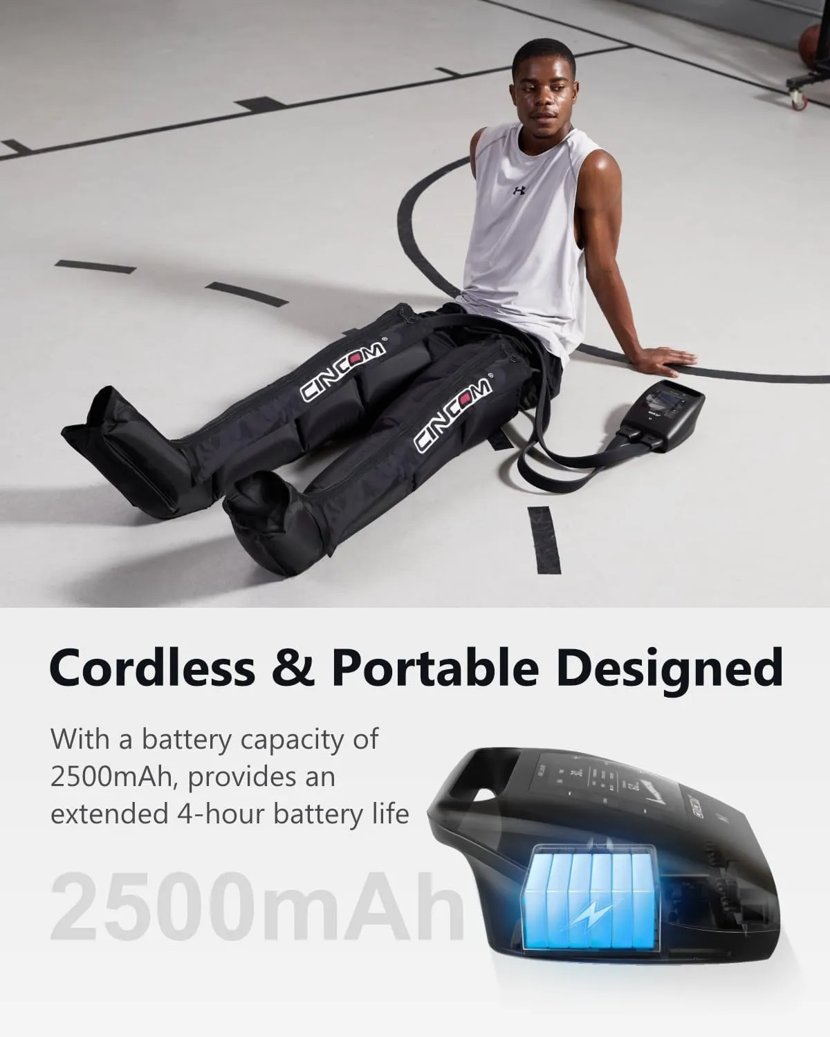CINCOM Cordless Leg Recovery System with Dynamic Compression Massage Technology - 3 Different Sizes for Everyone(Medium)