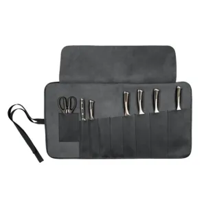 Classic Black Knife Roll Bag Leather