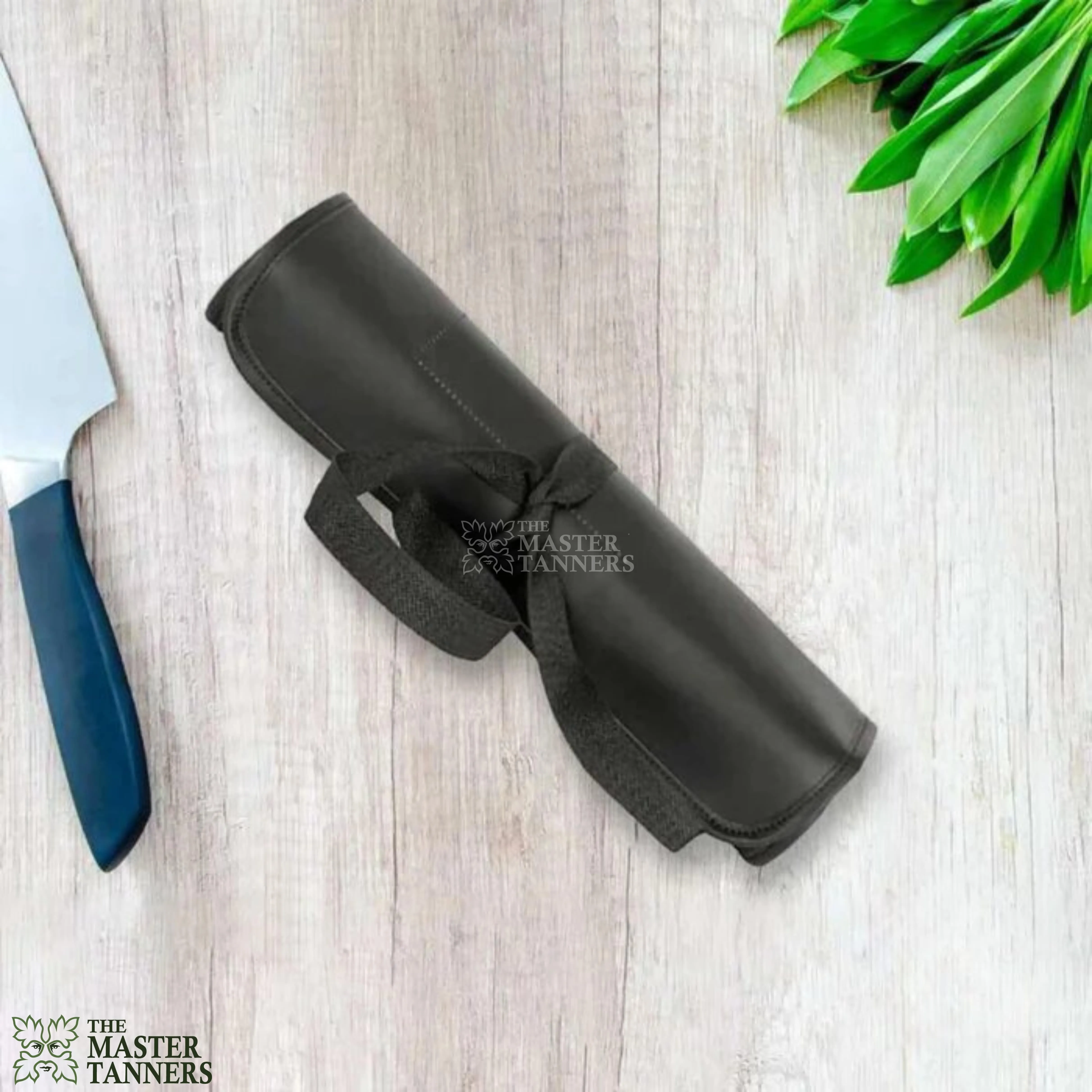 Classic Black Knife Roll Bag Leather