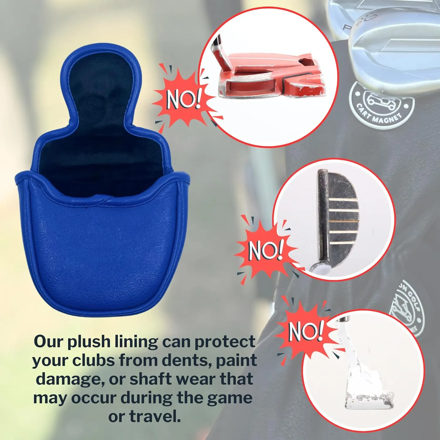 Classic Blade and Mallet Putter Headcovers with Madson Golf Cart Magnet for Secure Positioning and Quick Access, Protective PU Leather Head Covers, Magnetic Golf Accessories