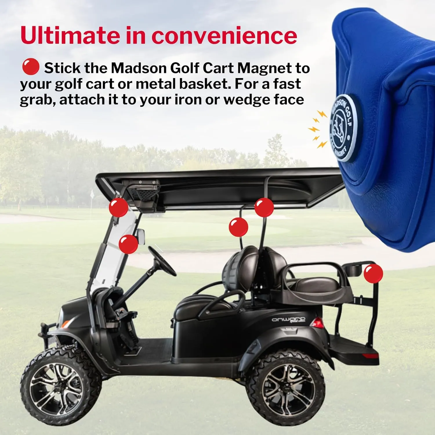 Classic Blade and Mallet Putter Headcovers with Madson Golf Cart Magnet for Secure Positioning and Quick Access, Protective PU Leather Head Covers, Magnetic Golf Accessories