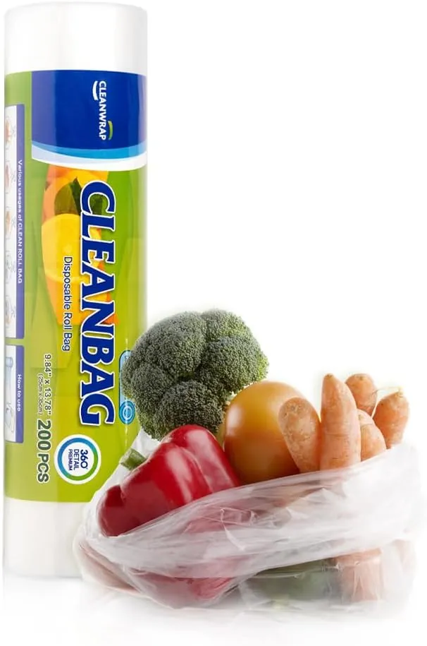 CLEANWRAP Food Storage Roll Bags (9.84 * 13.78-200 PCS) - Mother's Day Gifts for Mom, Mini Plastic Bags for Bread and Produce