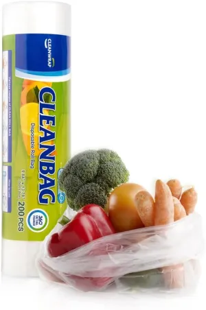 CLEANWRAP Food Storage Roll Bags (9.84 * 13.78-200 PCS) - Mother's Day Gifts for Mom, Mini Plastic Bags for Bread and Produce