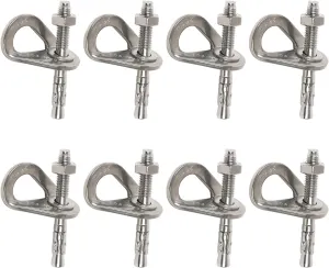 Climbing Anchor Bolt 8 Set, Stainless Steel Bolt Hanger Climbing Hanger Bolts 25KN Heavy Duty Climbing Anchor Hangers for 3/8" Bolt for Home Gyms, Hammocks, Trailer Tie-Downs, Weight 2500KG
