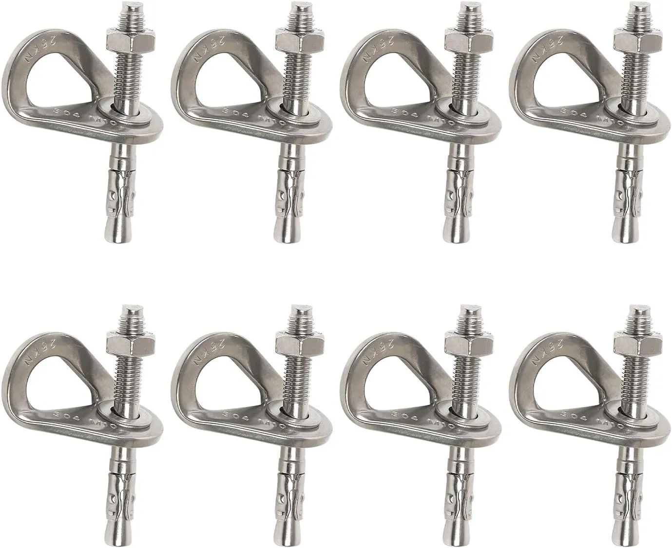 Climbing Anchor Bolt 8 Set, Stainless Steel Bolt Hanger Climbing Hanger Bolts 25KN Heavy Duty Climbing Anchor Hangers for 3/8" Bolt for Home Gyms, Hammocks, Trailer Tie-Downs, Weight 2500KG