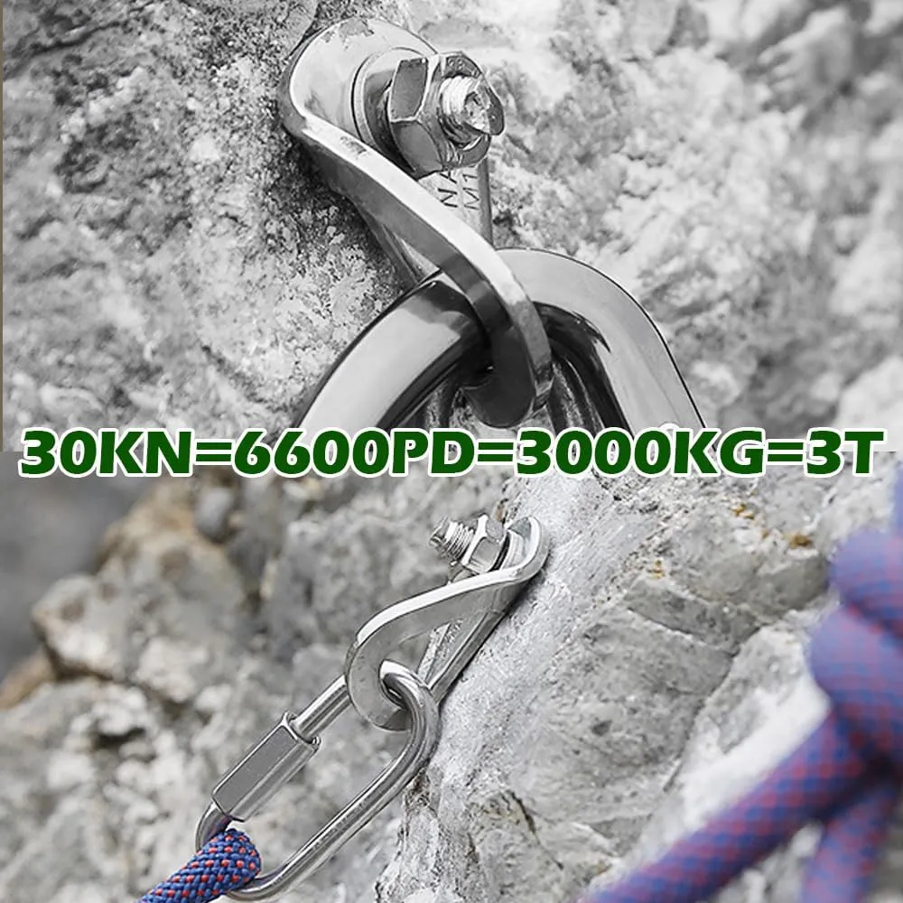 Climbing Holds Anchor Set - 3PCS - Stainless Steel Bolt Hanger and Bolt Heavy Duty Climbing Holds Weight 2500KG for Indoor Outdoor Climb Train