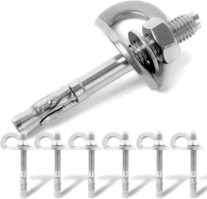 Climbing Holds Anchor Set - 6 PCS - Stainless Steel Bolt Hanger and Bolt Heavy Duty Climbing Holds Weight 2500KG for Indoor Outdoor Climb Train