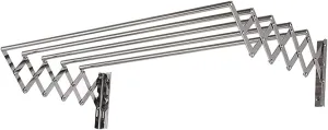 Clothes Horse - Clothes Drying Rack with 5 Towel Rod Bar for Hanging Clothes Air Towel Rod Bar for Hanging Clothes Airer Wall Mounted Folding Clotheshorse Extendable Laundry Room Hanger Home
