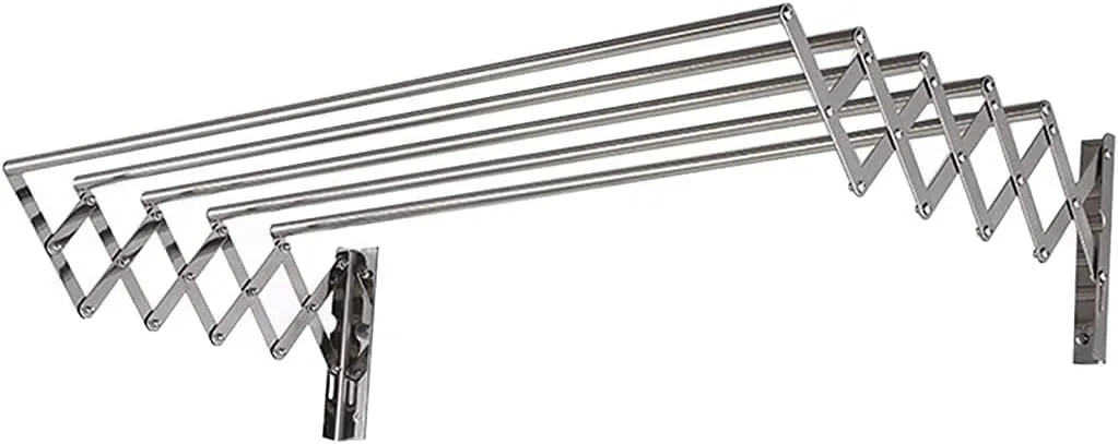 Clothes Horse - Clothes Drying Rack with 5 Towel Rod Bar for Hanging Clothes Air Towel Rod Bar for Hanging Clothes Airer Wall Mounted Folding Clotheshorse Extendable Laundry Room Hanger Home